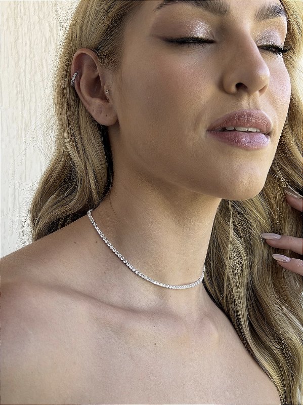 Choker riviera cristal • folheado a prata