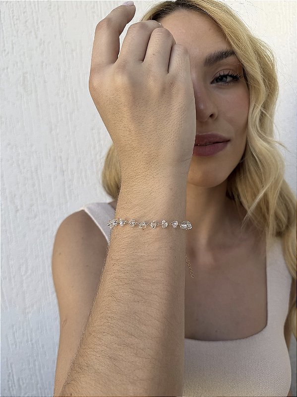 Pulseira pedras cristal • folheado a ouro
