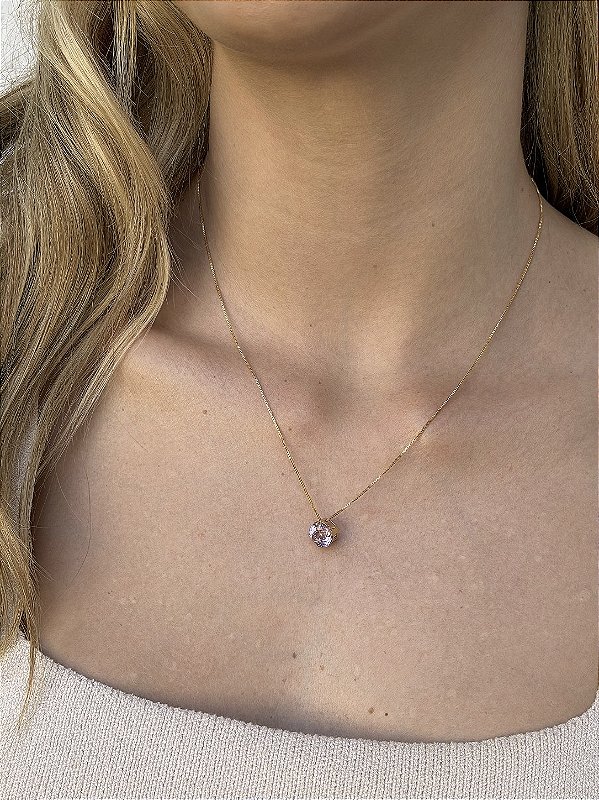 Colar pedra rose cut • folheado a ouro
