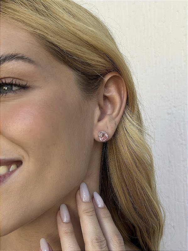 Brinco pedra rose cut • folheado a prata