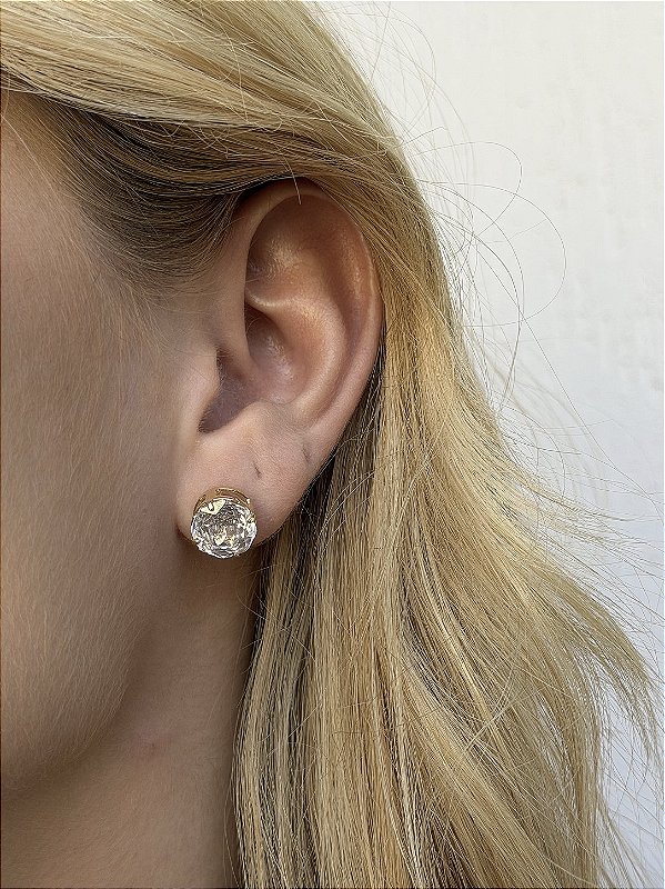 Brinco rose cut cristal 10mm