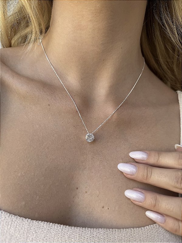 Colar pedra rose cut cristal 8mm