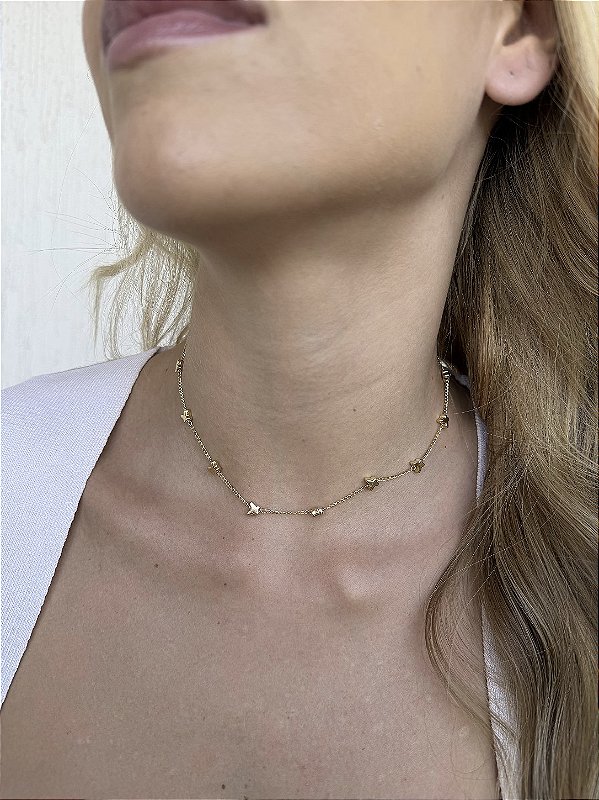 Choker borboleta • folheado a ouro