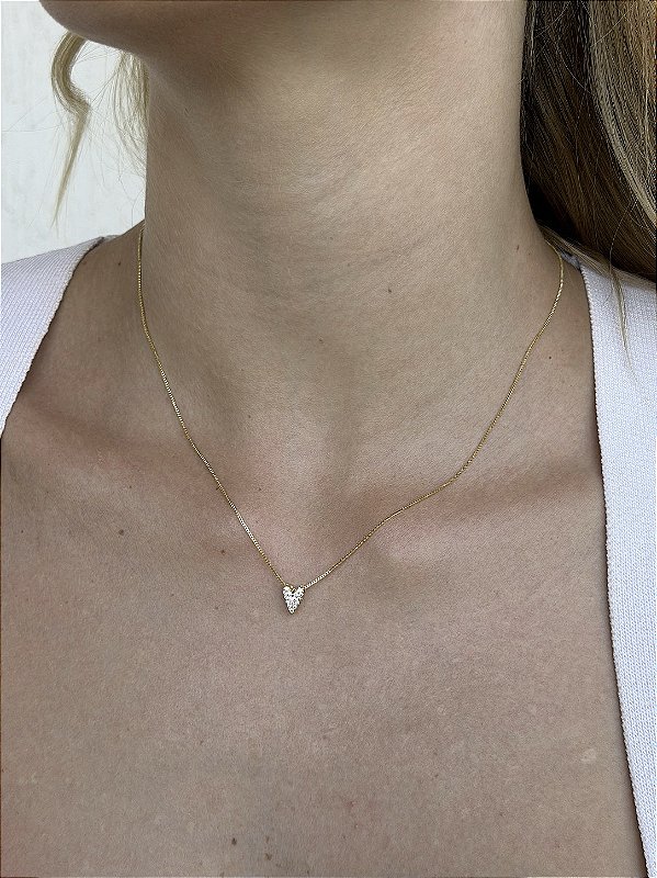 Colar coração luxo cristal P • folheado a ouro