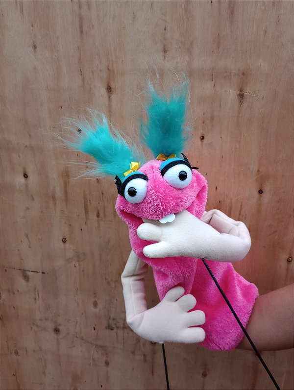 Fantoche pink com hastes de manipulação