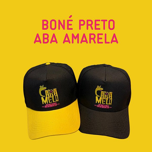 Boné Caramelo - Preto com Aba Amarela