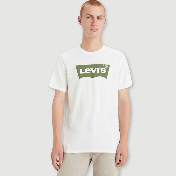 CAMISETA LEVIS MC SLIM ALGODÃO BRANCA  LOGO VERDE MASCULINA
