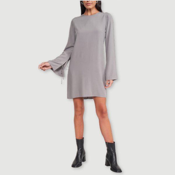 VESTIDO COLCCI ML VISCOSE  COMFORT SLIM CINZA FEMININO