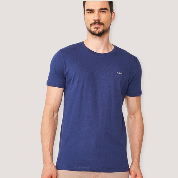CAMISETA COLCCI MC SLIM ALGODÃO AZUL MARINHO MASCULINA