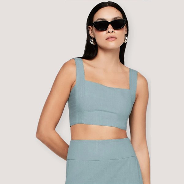 BLUSA DZARM REGATA CROPPED VISCOLINHO VERDE FEMININA