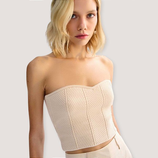 BLUSA LEZ A LEZ TOMARA QUE CAIA TRICÔ BEGE FEMININA