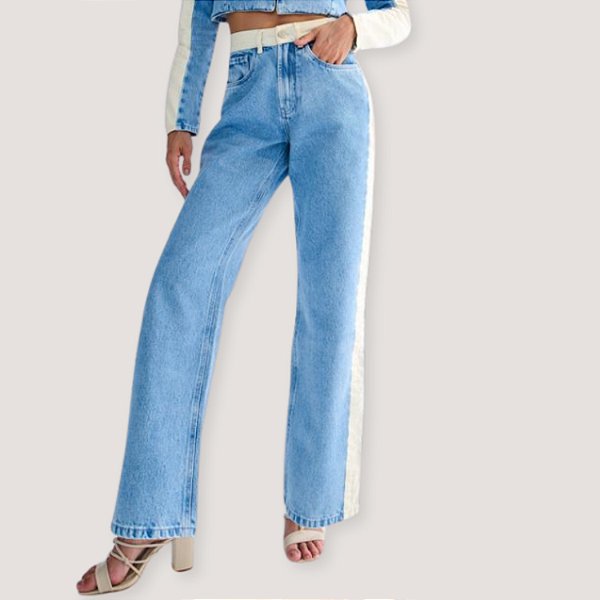 CALÇA LEZ A LEZ JEANS BRUTO COMFORT BICOLOR FEMININA