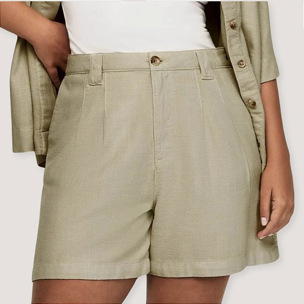 SHORT DZARM ALGODÃO VISCOSE ALFAIATARIA VERDE FEMININO 45812-P