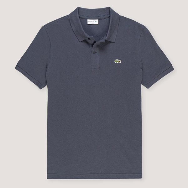 POLO LACOSTE MC SLIM PIQUET GRAFITE LISA MASCULINA