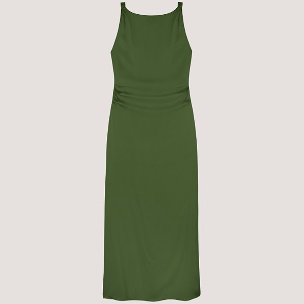 VESTIDO LEZ A LEZ REGATA VERDE DE VISCOSE LONGO FEMININO