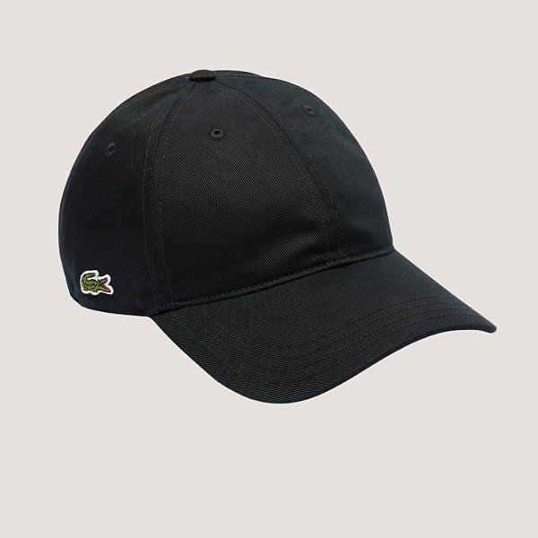 BONE LACOSTE BRIM ABA CURVA ABERTO PRETO MASCULINO