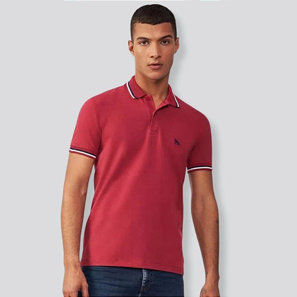 POLO ACOSTAMENTO MANGA CURTA BORDÕ SLIM MASCULINO