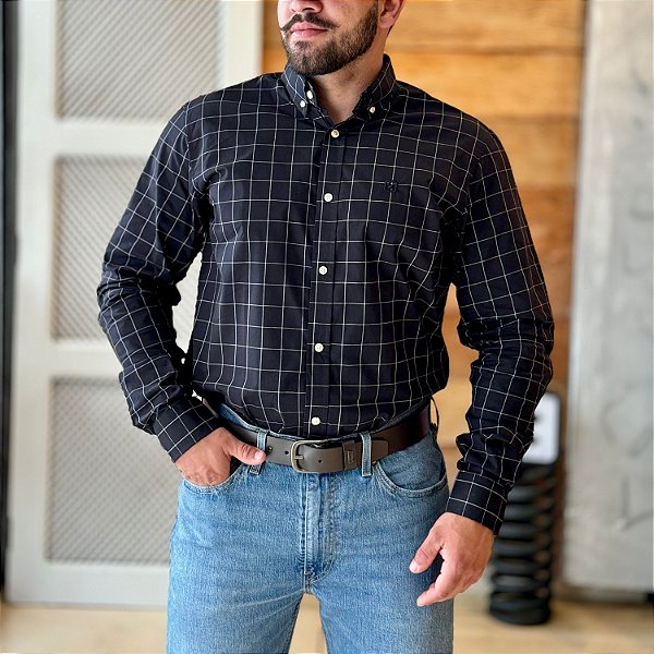 CAMISA TXC MANGA LONGA COMFORT  PRETO ALGODÃO MASCULINO