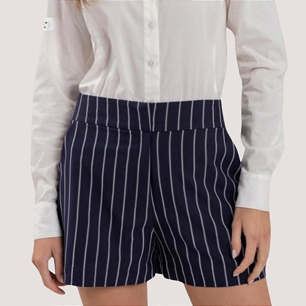 SHORT LEZ A LEZ VISCOSE  ALFAIATARIA  LISTRADO FEMININO