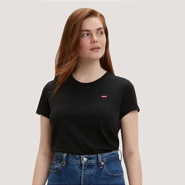 BLUSA LEVIS MANGA CURTA T-SHIRT ALGODÃO PRETO FEMININA