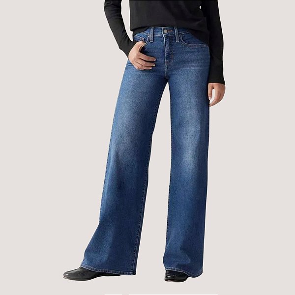 CALÇA LEVIS 318 JEANS MÉDIO COM ELASTA WIDE LEG FEMININA