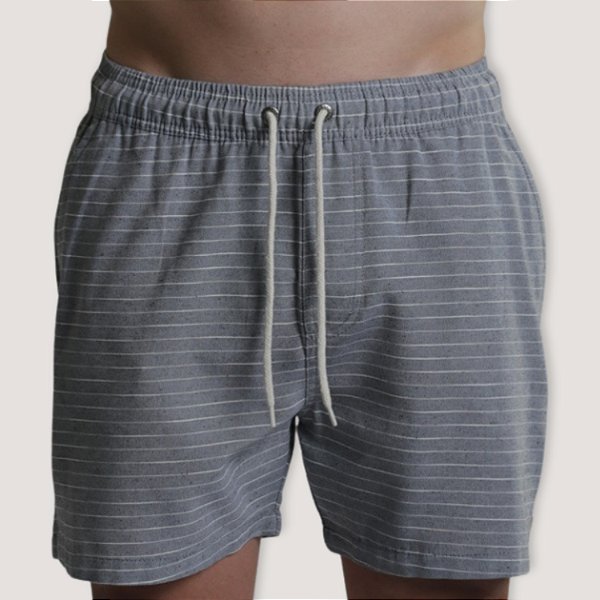 SHORT DESERT LINHO ESPORTE FINO COMFORT CINZA LISTRADO MASCULINO