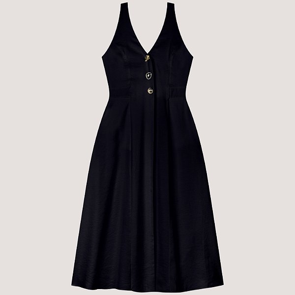 VESTIDO LEZ A LEZ REGATA MISTO LONGO PRETO FEMININO