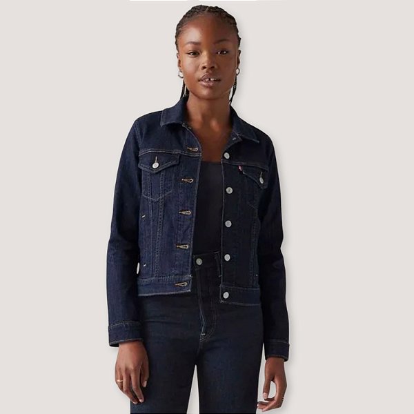 JAQUETA LEVIS JEANS ESCURO SEM CAPUZ FEMININA