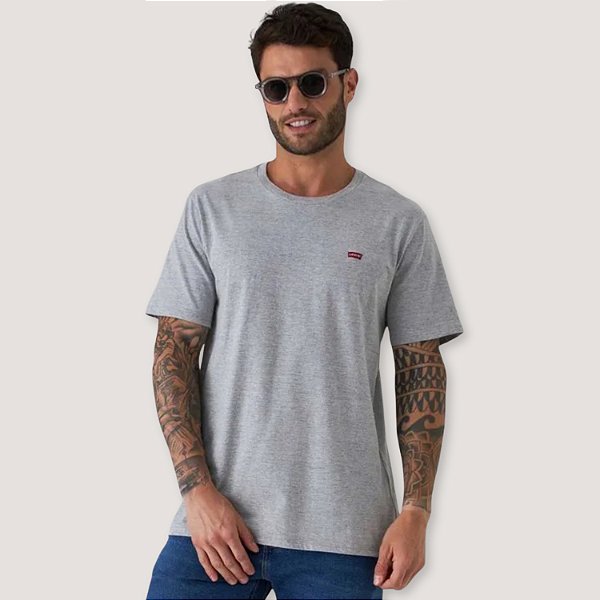 CAMISETA LEVIS MC SLIM ALGODÃO LISA CINZA MASCULINO