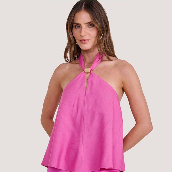 BLUSA COLCCI FRENTE ÚNICA VISCSE ROSA FEMININA
