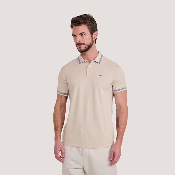 POLO COLCCI MC SLIM PIQUET BEGE MASCULINA