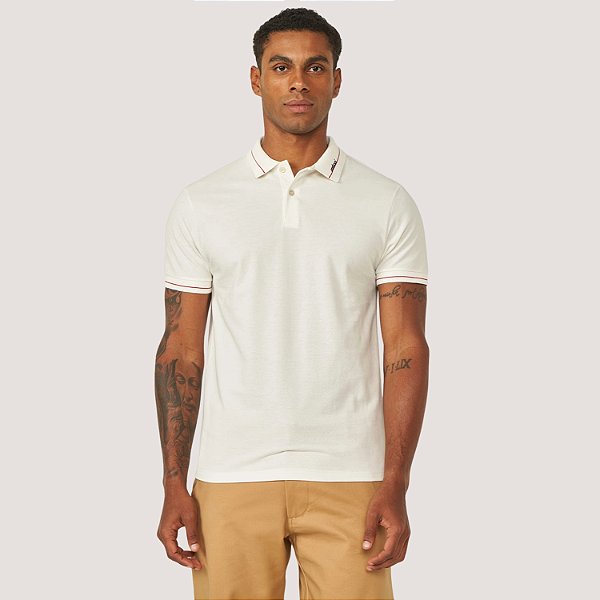 POLO COLCCI MC SLIM PIQUET OFF WHITE MASCULINO