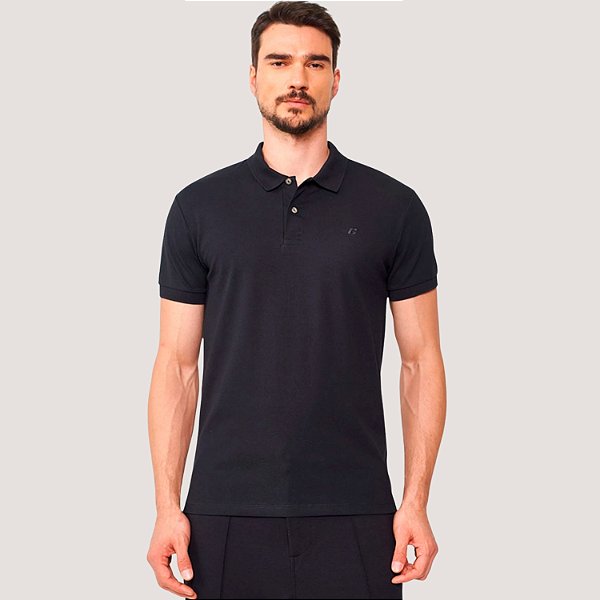 POLO COLCCI MC SLIM ALGODÃO PIMA PRETO MASCULINA