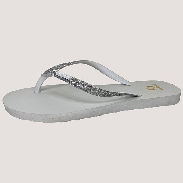 CHINELO COLCCI DEDO ACQUA BRANCO COM GLITTER FEMININO