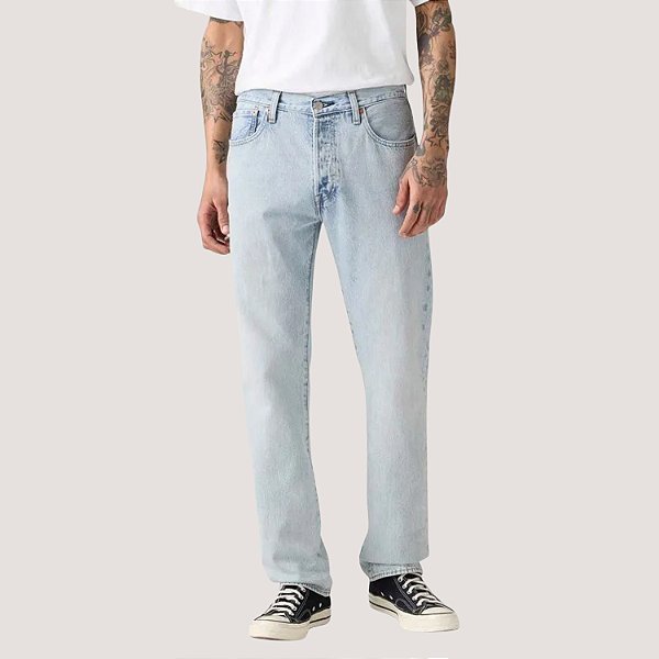 CALÇA LEVIS 501 JEANS CLARO BRUTO TRADICIONAL MASCULINA