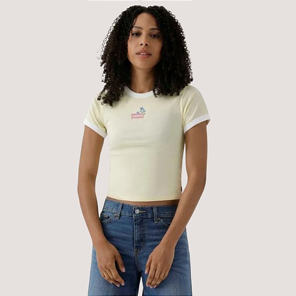 BLUSA LEVIS MC T-SHIRT ALGODÃO AMARELO CLARO FEMININA