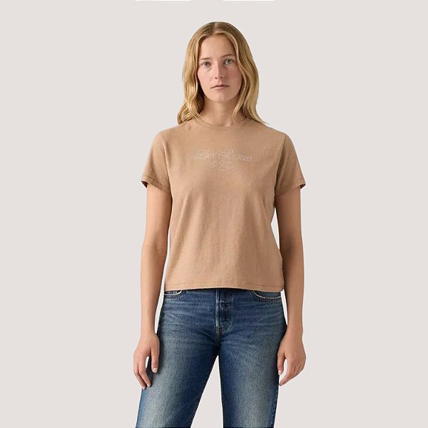 BLUSA LEVIS MC T-SHIRT ALGODÃO BEGE FEMININA