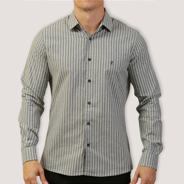 CAMISA DESERT ML SLIM ALGODÃO LISTRADO MASCULINO