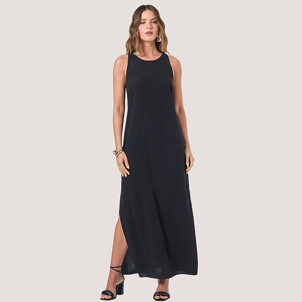 VESTIDO SLY REGATA VISCOLINHO PRETO FEMININO