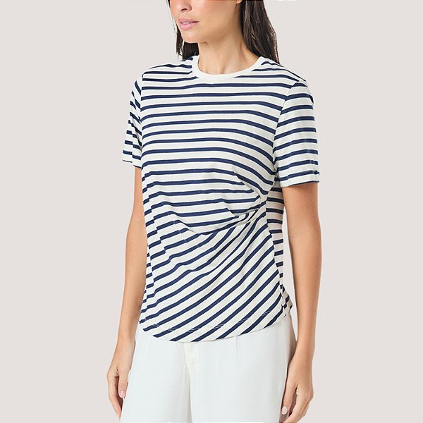 BLUSA SLY MC T-SHIRT ALGODÃO LISTRADA FEMININA