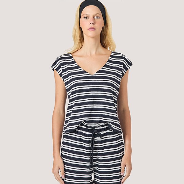 BLUSA SLY REGATA TRICO LISTRADO FEMININA