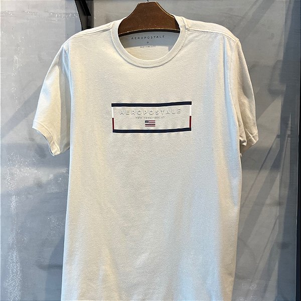 CAMISETA AEROPOSTALE MC COMFORT ALGODÃO OFF WHITE MASCULINA
