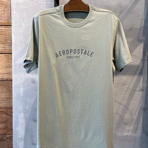 CAMISETA AEROPOSTALE MC COMFORT ALGODÃO VERDE MUSGO MASCULINA