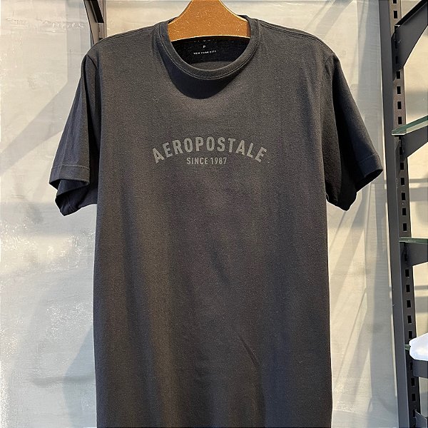 CAMISETA AEROPOSTALE MC COMFORT ALGODÃO PRETO MASCULINA