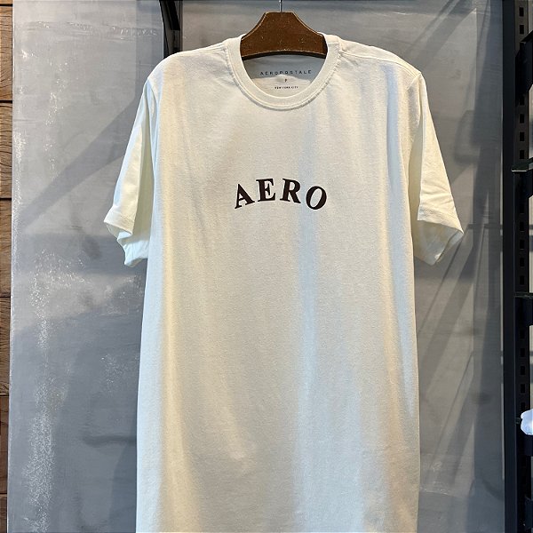 CAMISETA AEROPOSTALE MC COMFORT ALGODÃO OFF WHITE MASCULINA
