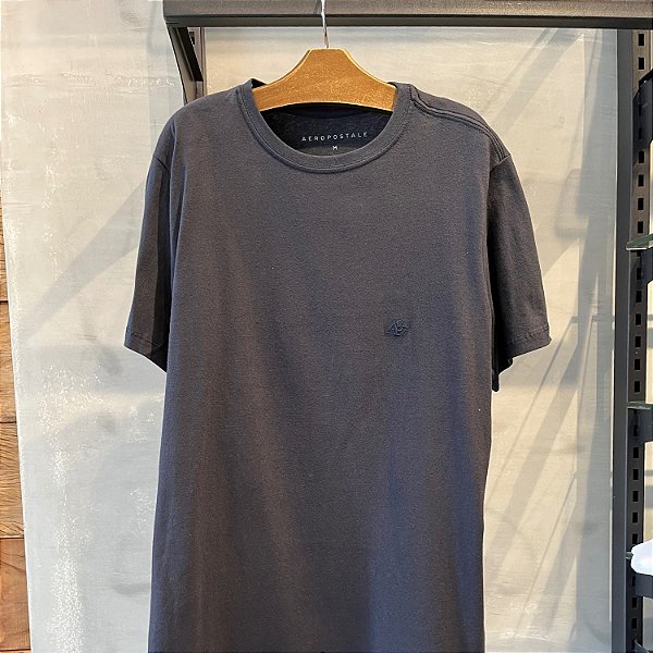 CAMISETA AEROPOSTALE MC COMFORT ALGODÃO AZUL MARINHO MASCULINA