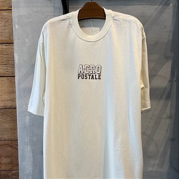 CAMISETA AEROPOSTALE MC OVERSIZED ALGODÃ OFF WHITE MASCULINA