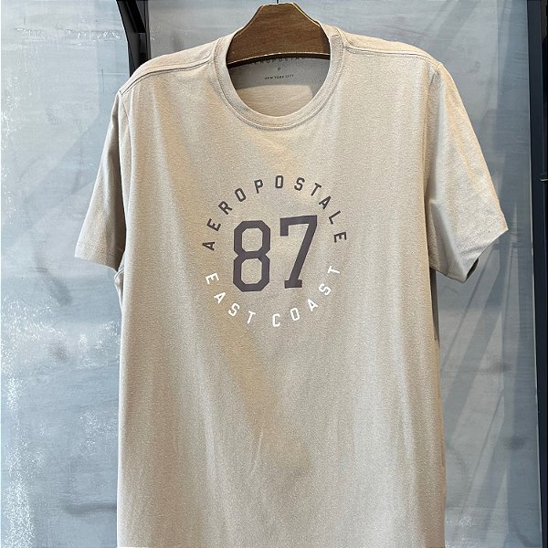 CAMISETA AEROPOSTALE MC COMFORT ALGODÃO AREIA MASCULINA