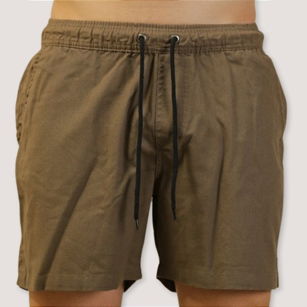 SHORT DESERT POLIESTER FITNES LISO MARROM MASCULINO