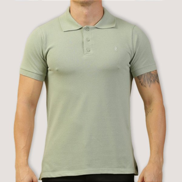 POLO DESERT MC COMFORT PIQUET ALGODAO  VERDE MASCULINA